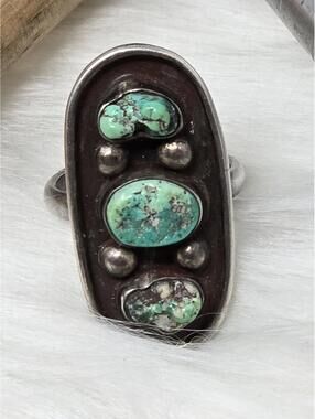 Vintage Native American 925 Silver Turquoise Ring Old Pawn